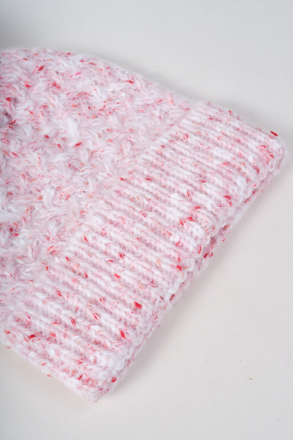 Carraig Donn Pink Cable Knit Pom Pom Beanie Hat