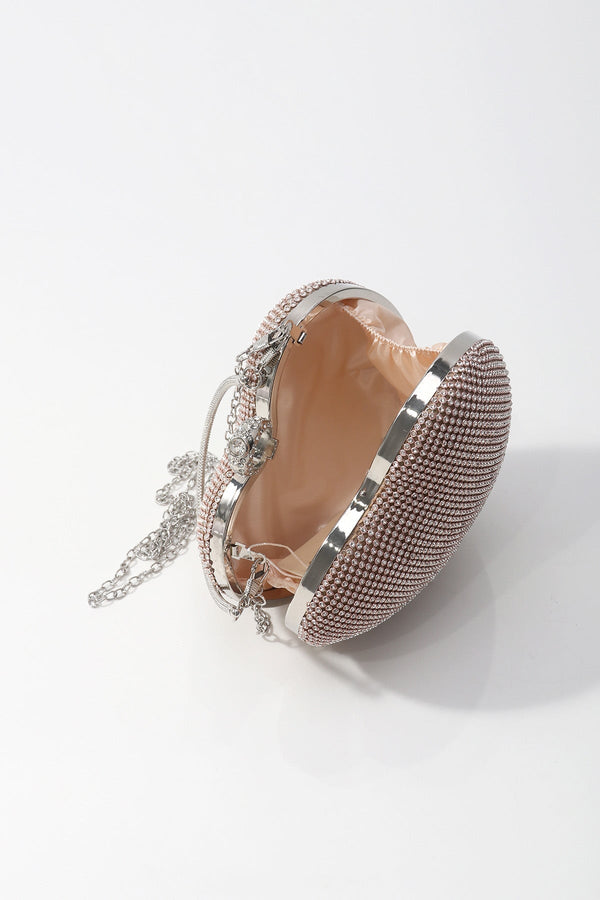 Carraig Donn Pink Chainmail Ring Detail Heart Clutch Bag
