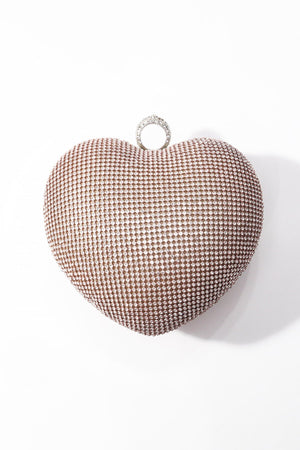 Carraig Donn Pink Chainmail Ring Detail Heart Clutch Bag