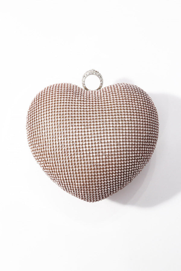 Carraig Donn Pink Chainmail Ring Detail Heart Clutch Bag