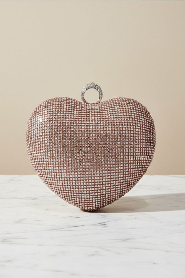 Carraig Donn Pink Chainmail Ring Detail Heart Clutch Bag