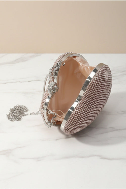 Carraig Donn Pink Chainmail Ring Detail Heart Clutch Bag
