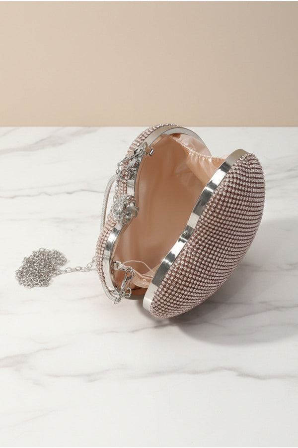 Carraig Donn Pink Chainmail Ring Detail Heart Clutch Bag