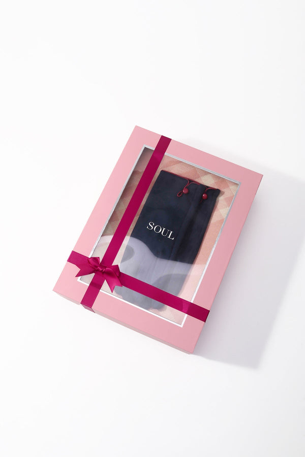 Carraig Donn Pink Check Scarf & Navy Button Glove Gift Set