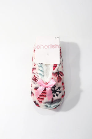 Carraig Donn Pink Christmas Tree Print Slipper Socks