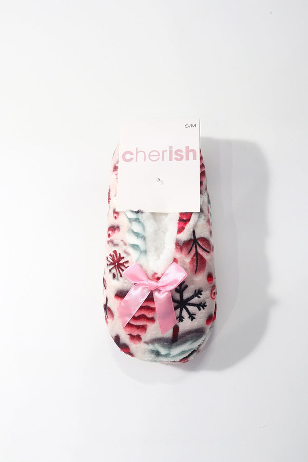 Carraig Donn Pink Christmas Tree Print Slipper Socks