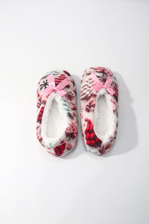 Carraig Donn Pink Christmas Tree Print Slipper Socks