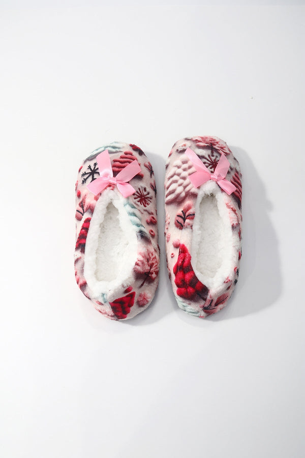 Carraig Donn Pink Christmas Tree Print Slipper Socks