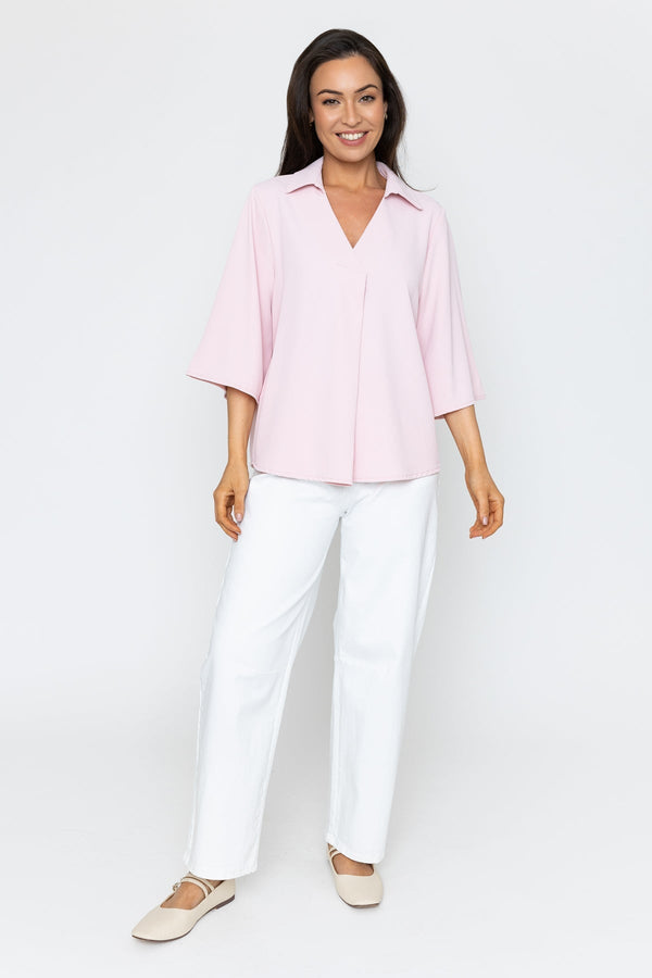 Carraig Donn Pink Collared Top