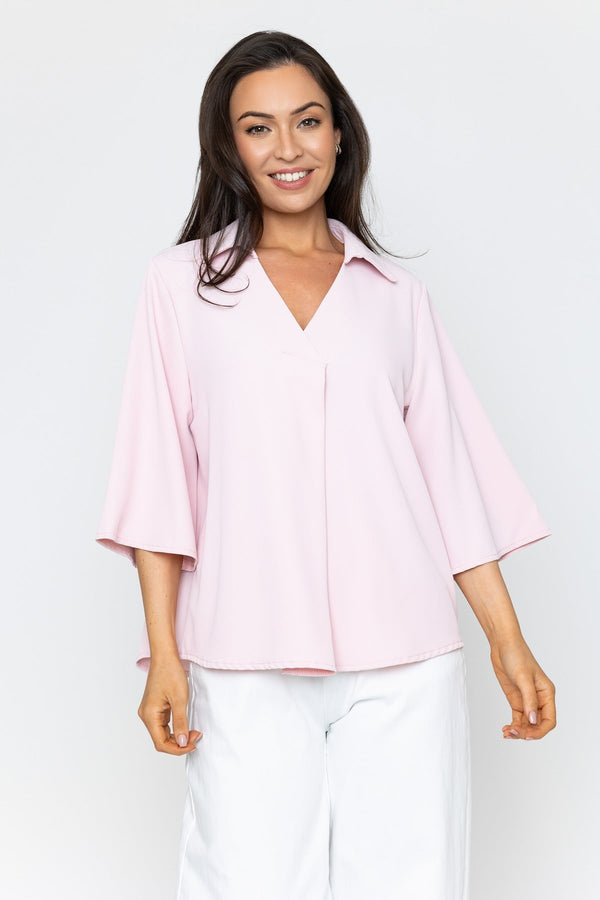 Carraig Donn Pink Collared Top