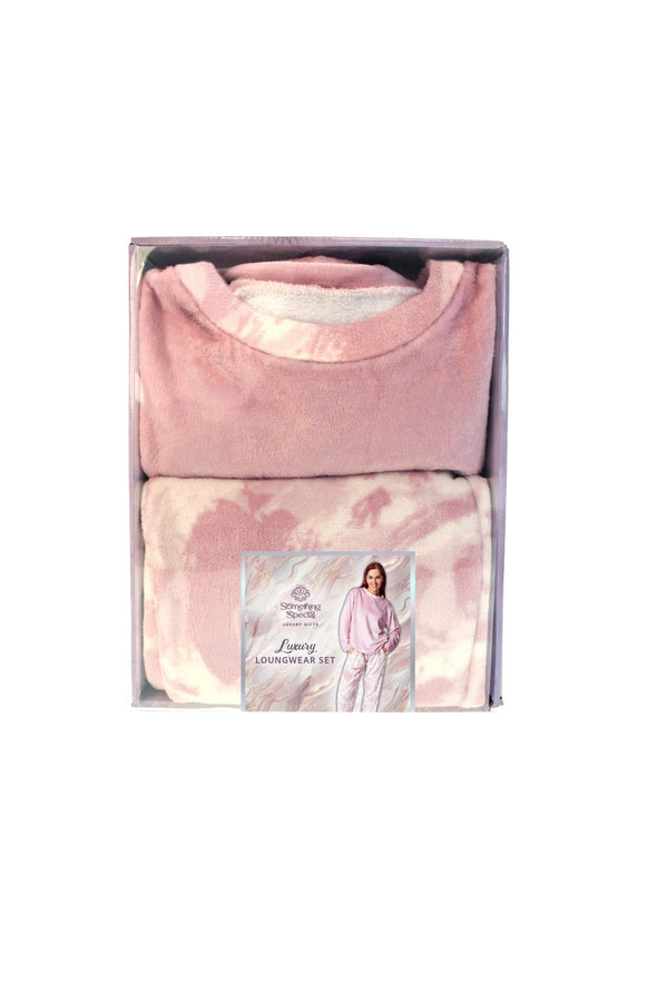 Carraig Donn Pink Floral Print Luxury Fleece Pyjama Set