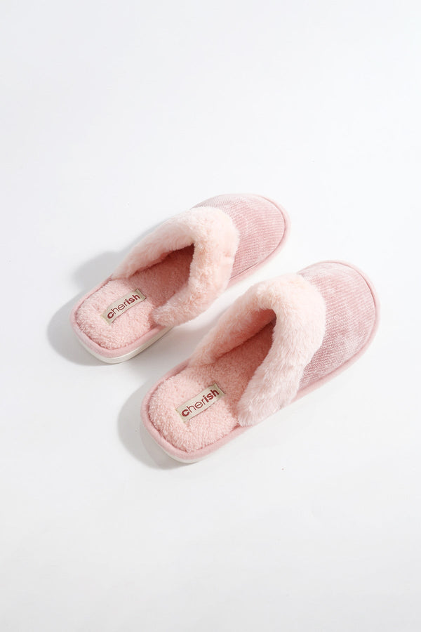 Carraig Donn Pink Fur Trim & Velour Mule Slippers