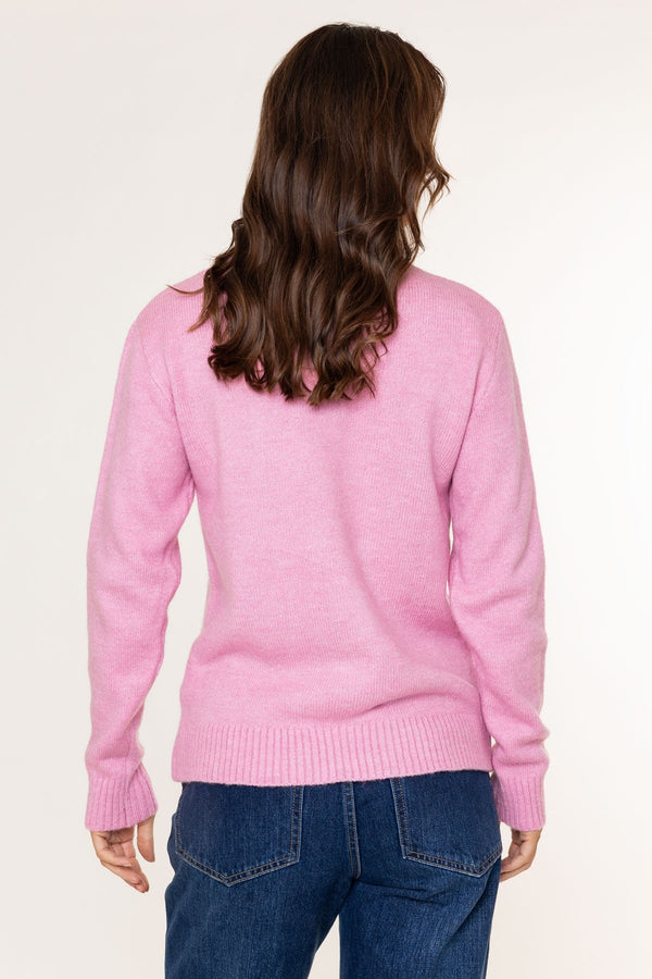 Carraig Donn Pink Knit Claddagh Print Crew Neck Jumper