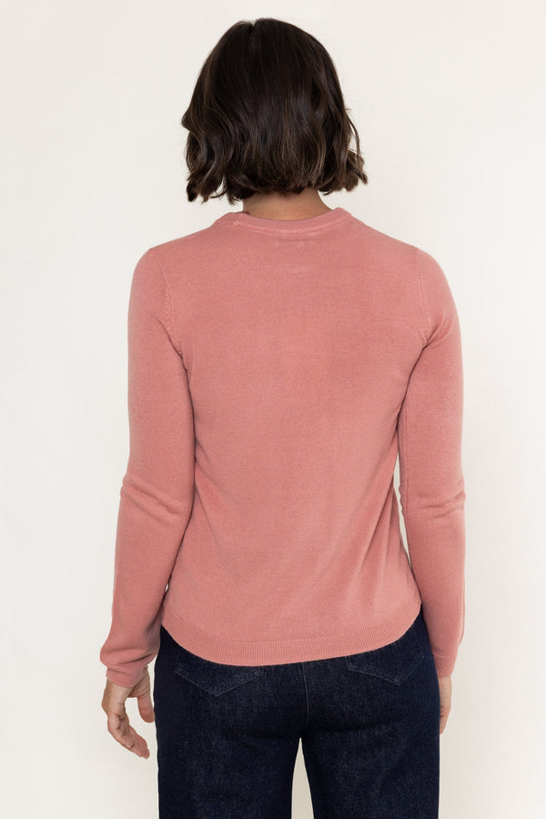 Carraig Donn Pink Knitted Crew Neck Long Sleeve Jumper