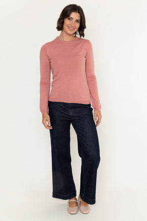 Carraig Donn Pink Knitted Crew Neck Long Sleeve Jumper