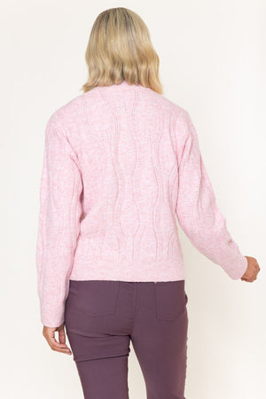 Carraig Donn Pink Knitted Pearl Detail Long Sleeve Cardigan
