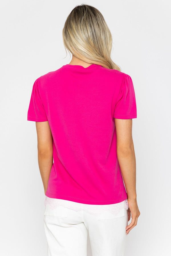 Carraig Donn Pink Lace Trim T-Shirt