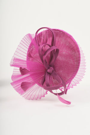 Carraig Donn Pink Large Pleated Mesh Disc Bow Fascinator Headband