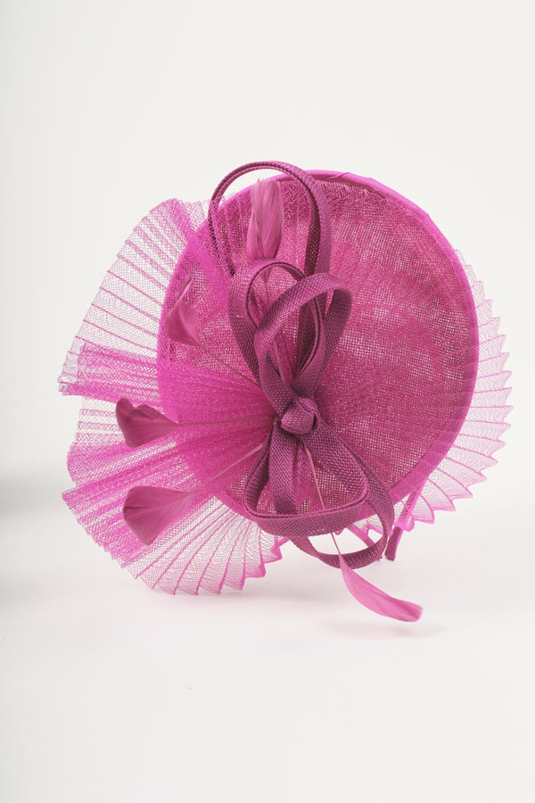 Carraig Donn Pink Large Pleated Mesh Disc Bow Fascinator Headband