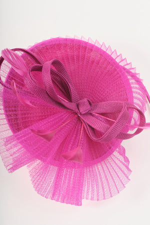 Carraig Donn Pink Large Pleated Mesh Disc Bow Fascinator Headband