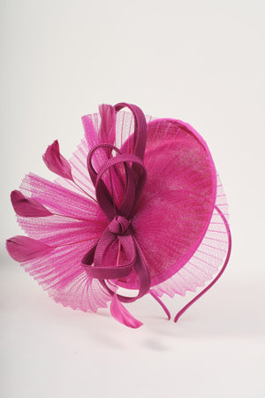 Carraig Donn Pink Large Pleated Mesh Disc Bow Fascinator Headband