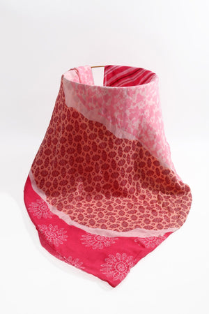 Carraig Donn Pink Mixed Pattern Print Cotton & Viscose Blend Scarf