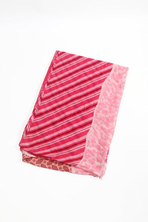Carraig Donn Pink Mixed Pattern Print Cotton & Viscose Blend Scarf