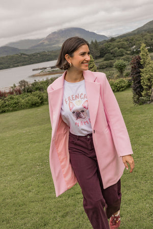 Carraig Donn Pink One Button Longline Coat