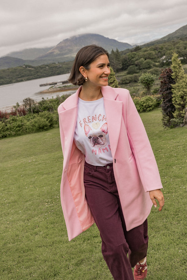 Carraig Donn Pink One Button Longline Coat