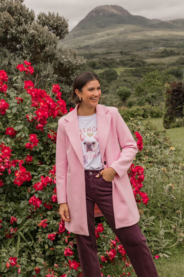 Carraig Donn Pink One Button Longline Coat
