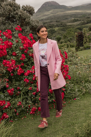 Carraig Donn Pink One Button Longline Coat