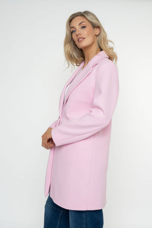 Carraig Donn Pink One Button Longline Coat