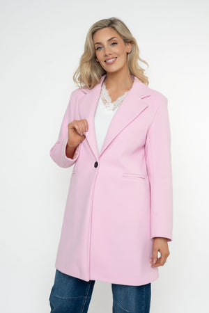 Carraig Donn Pink One Button Longline Coat