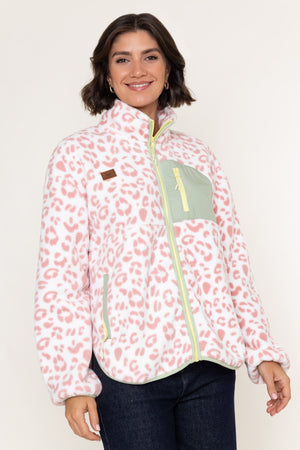 Carraig Donn Pink Printed Bonded Sherpa Zip Fleece Jacket