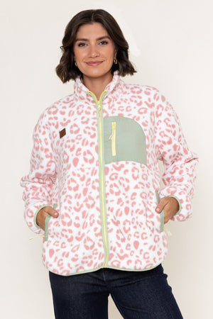Carraig Donn Pink Printed Bonded Sherpa Zip Fleece Jacket