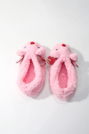 Carraig Donn Pink Reindeer Tartan Slipper Socks