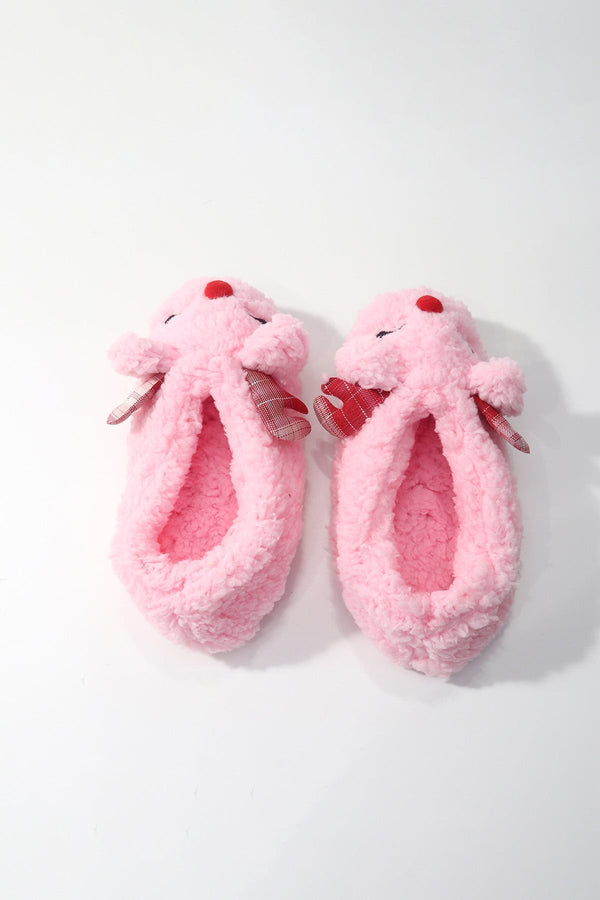 Carraig Donn Pink Reindeer Tartan Slipper Socks