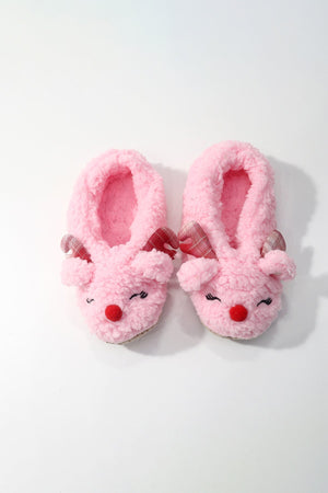 Carraig Donn Pink Reindeer Tartan Slipper Socks