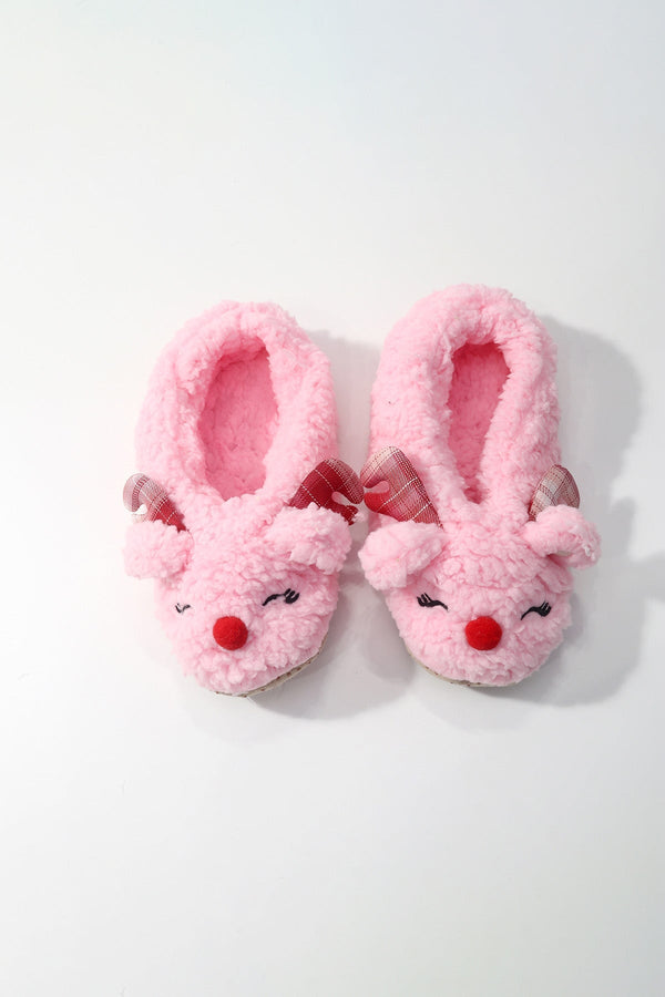 Carraig Donn Pink Reindeer Tartan Slipper Socks