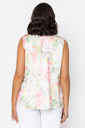 Carraig Donn Pink Sateen Tie Neck Sleeveless Top