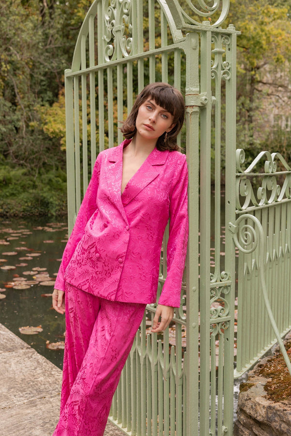 Carraig Donn Pink Satin Jacquard Blazer