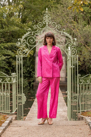 Carraig Donn Pink Satin Jacquard Trousers