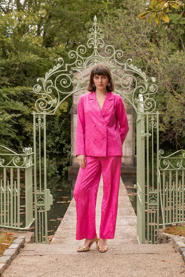 Carraig Donn Pink Satin Jacquard Trousers