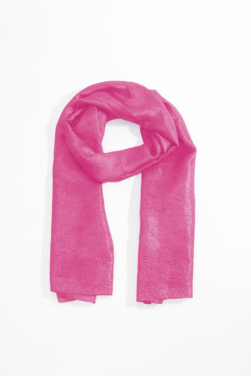 Pink Silk Touch Floral Embossed Scarf