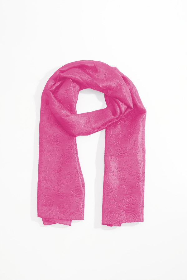 Carraig Donn Pink Silk Touch Floral Embossed Scarf
