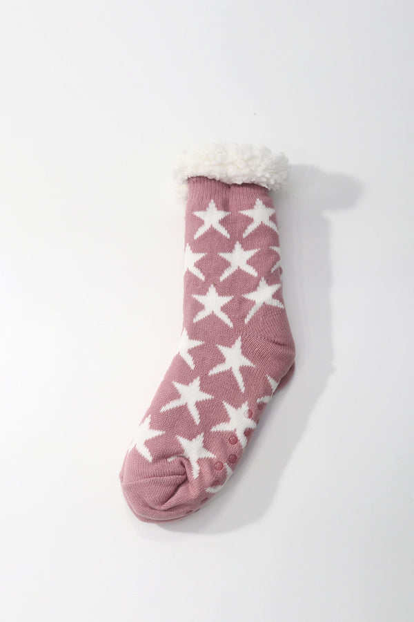 Carraig Donn Pink Star Print Slipper Socks