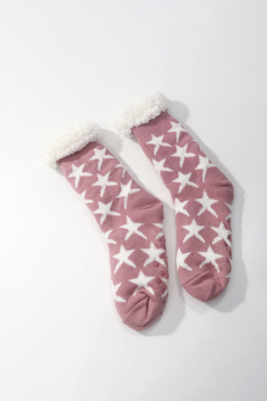 Carraig Donn Pink Star Print Slipper Socks