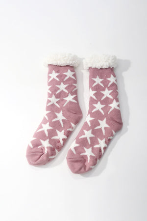 Carraig Donn Pink Star Print Slipper Socks