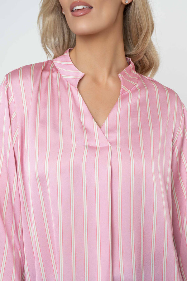 Carraig Donn Pink Stripe Print Sateen 3/4 Sleeve Blouse