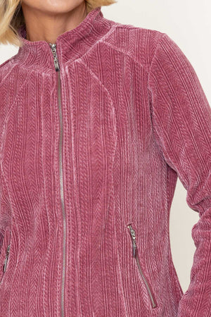 Carraig Donn Pink Velvet Textured Zip Pocket Jacket